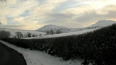 View of the Eildon's from the road next to the hospital.